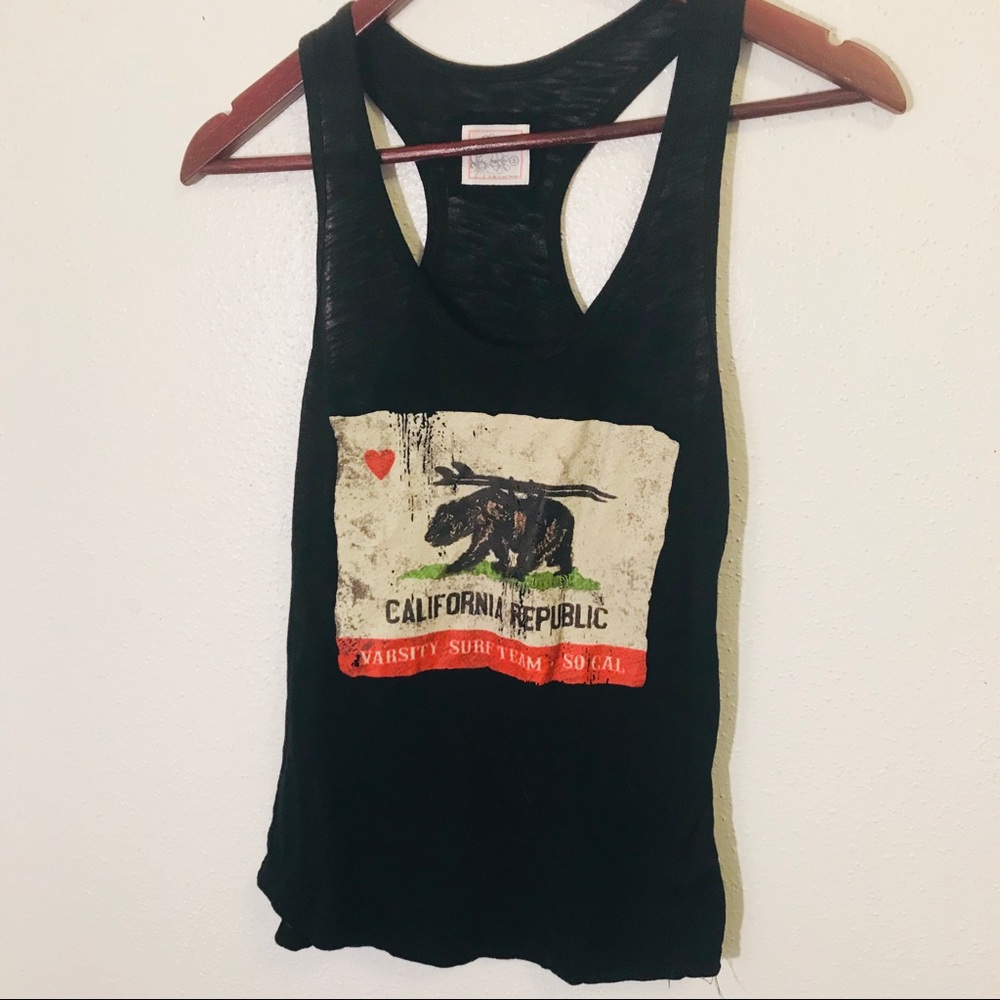 Black “California” design tank top